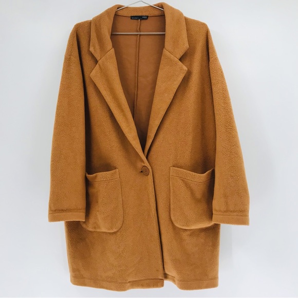 Zara Jackets & Coats Zara Fleece One Button Blazer Jacket Camel